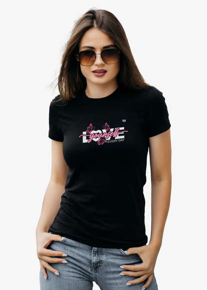 Love Yourself: Black T-Shirt for Women