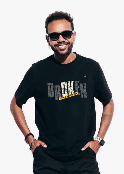 Broken Inspirational Black Tshirt for Men