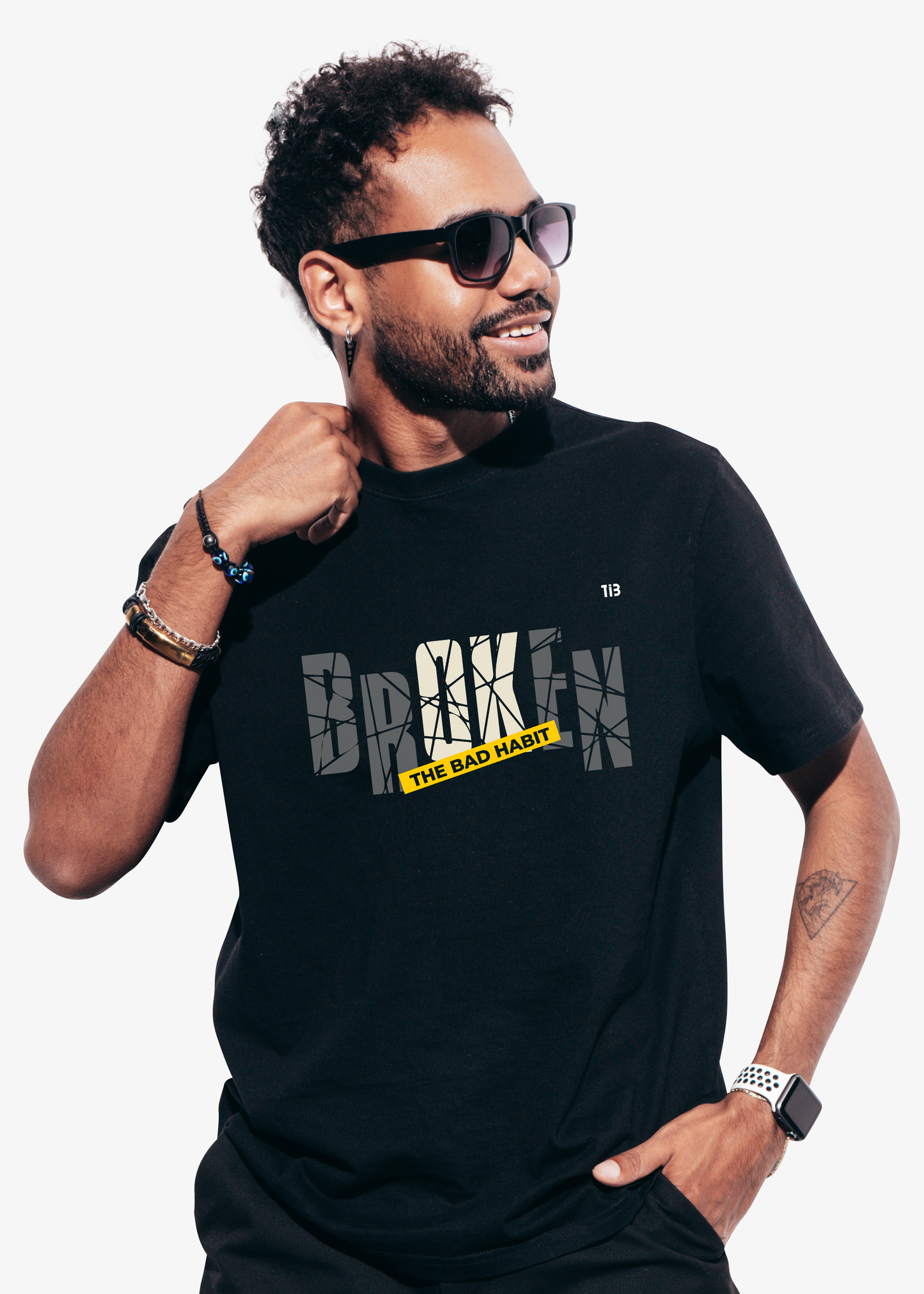 Broken Inspirational Black Tshirt for Men